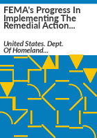 FEMA_s_progress_in_implementing_the_remedial_action_management_program
