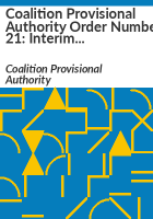 Coalition_Provisional_Authority_order_number_21